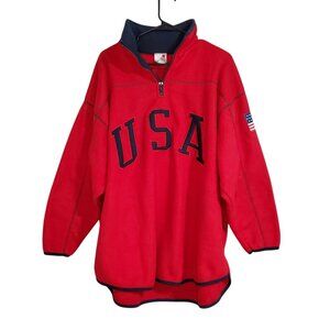 Red Turtleneck Sweater with USA Design